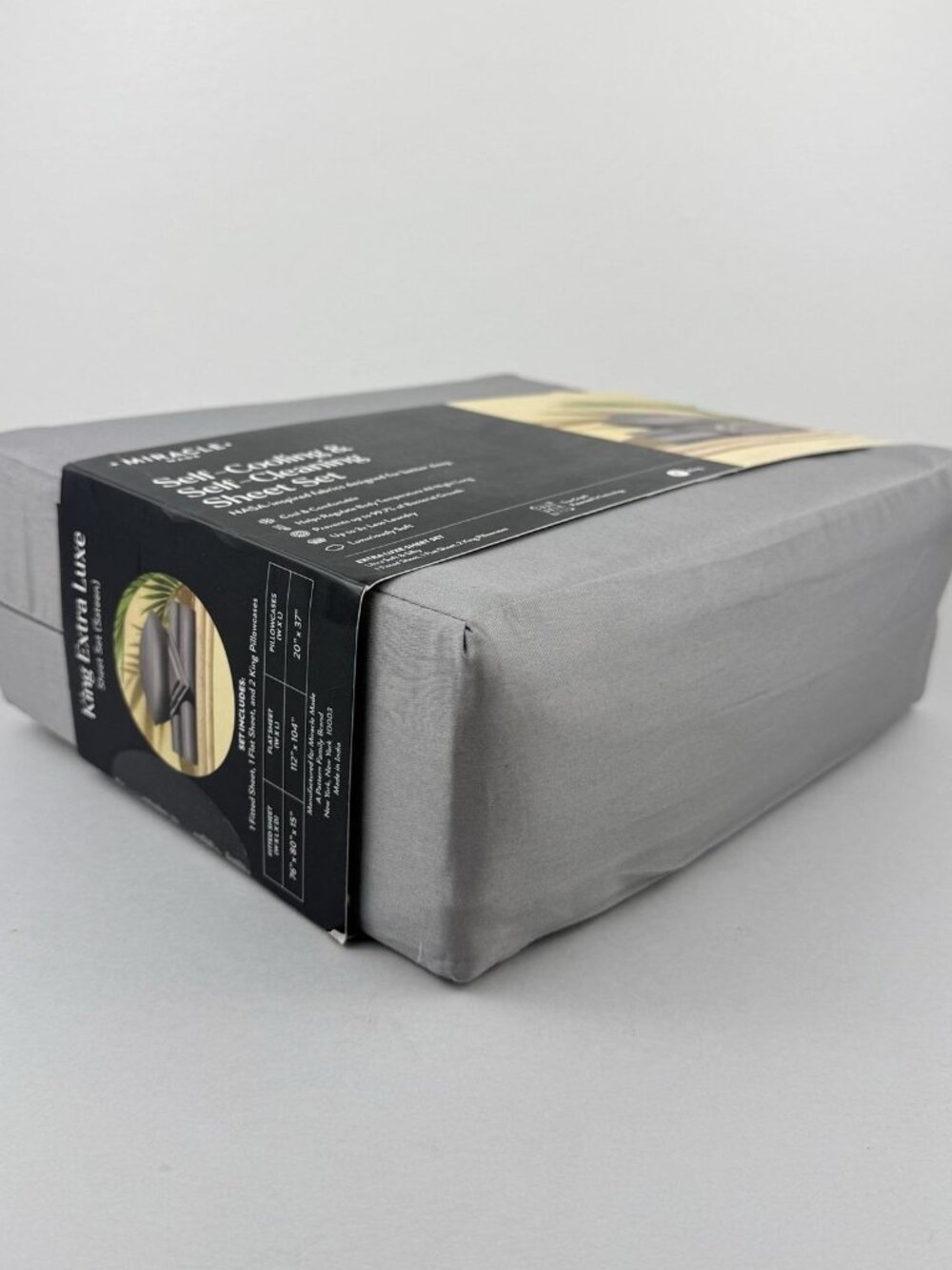 Miracle Made Sheet Set King EXTRA LUXE Stone Gray Cooling Self-Cleaning Sateen